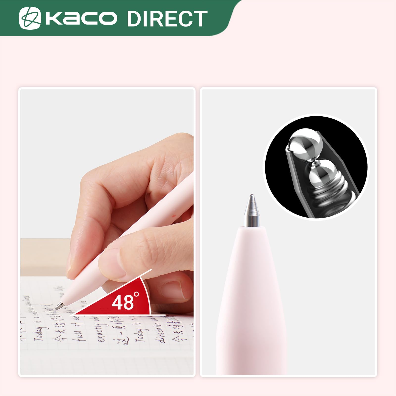 Kaco FIRST Gel Pens, Pack of 2 Pieces Cute Stationery Heart Pen Set with Extra 4 Black Refills Quick Drying Holiday Office Supplies (2 Colors)