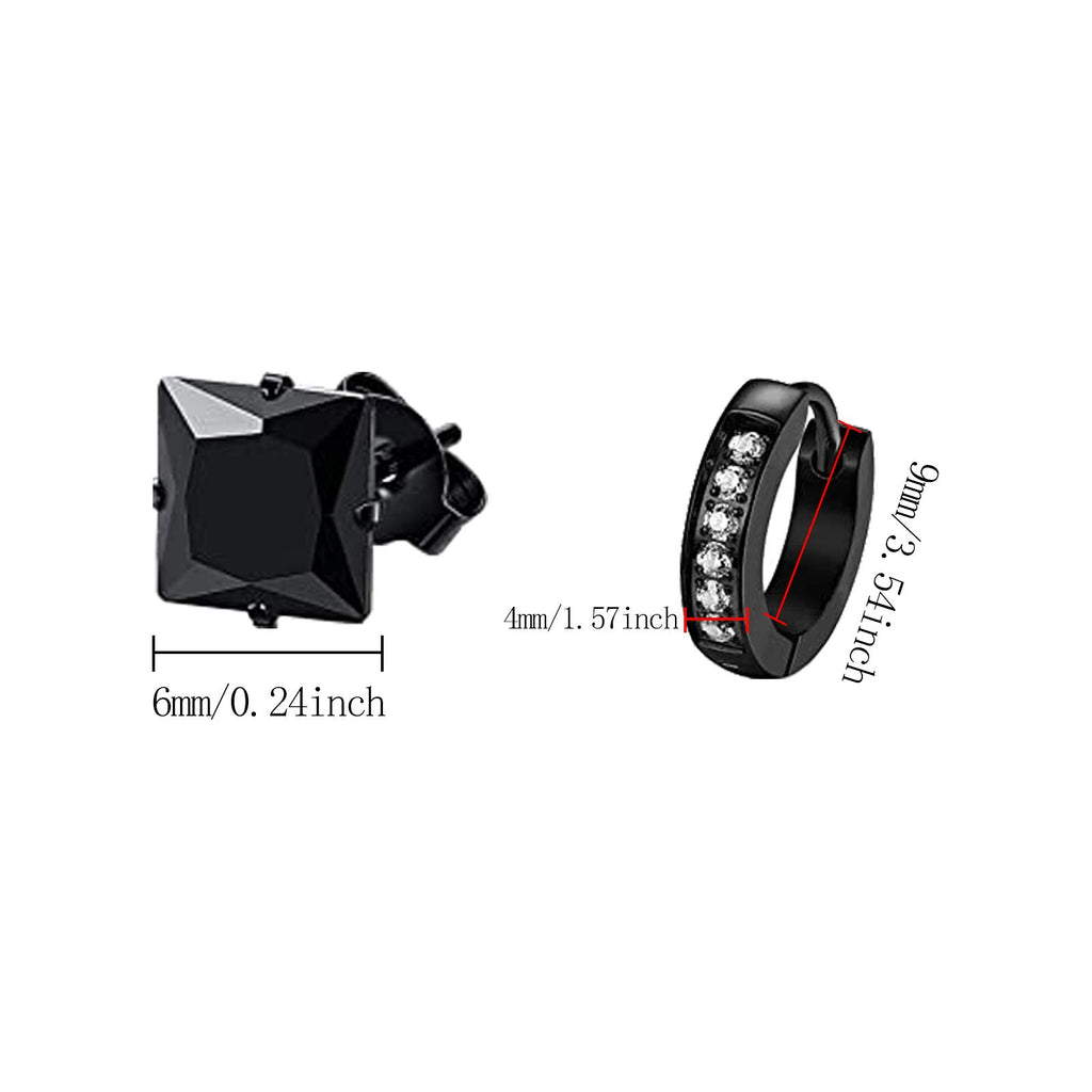 NEWITIN 12 Pairs Stainless Steel Stud Earrings for Men Hypoallergenic Earring Unisex Studs Inlaid Cubic Zirconia Men Earrings Hoop CZ Stud Earring Set for Women