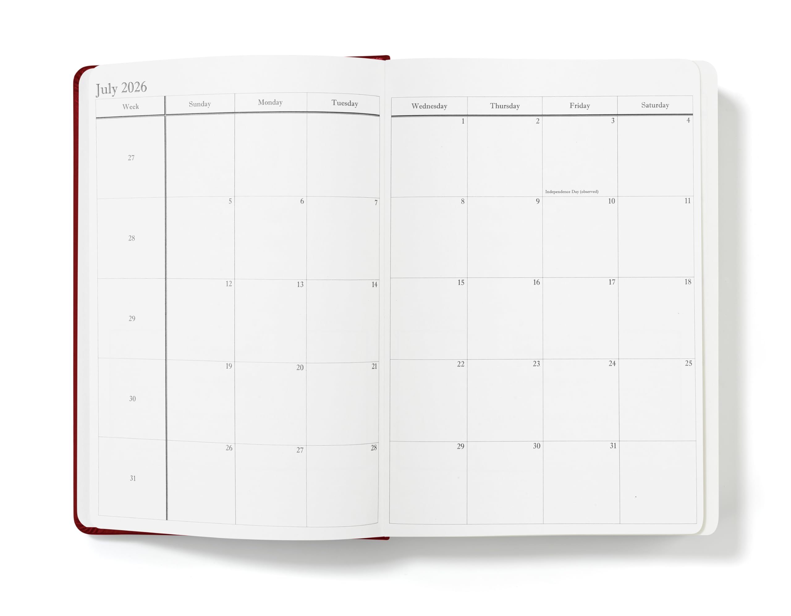 Wykeham's Executive 2026 Daily Journal Planner – US Public Holidays & Format – Customization Available (Brown, 6" x 4.5")