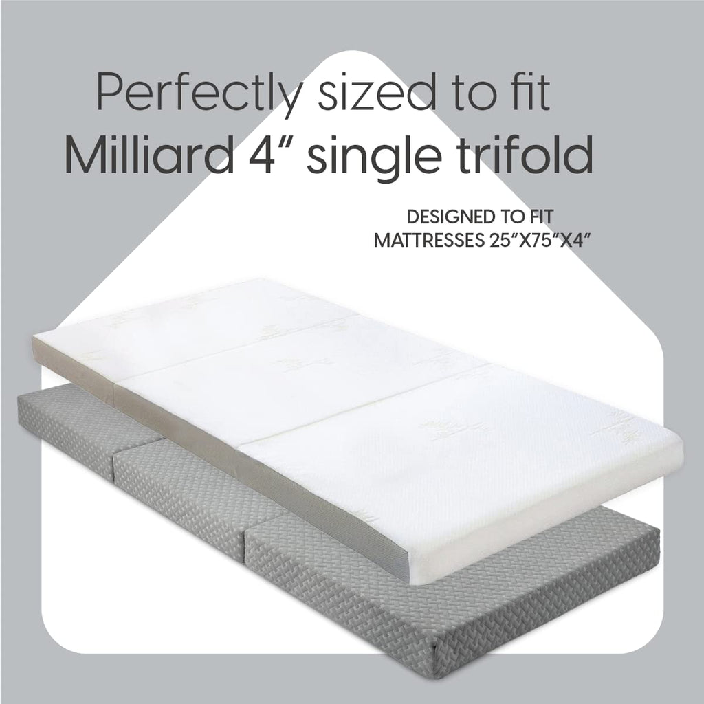Fitted Sheet for the Milliard Trifold Mattress, Super Soft and Cozy Washable Grey Sheet (Twin, 4")