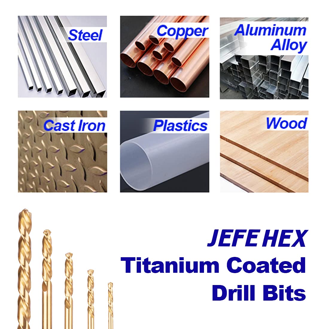 JEFE HEX 1/4-20 UNC Hex Shank Taps for Metal | MRO & Industrial Use | Quick-Change | Impact Driver (5pcs)