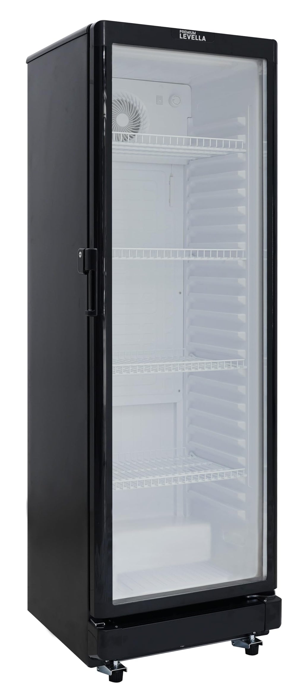 PremiumLevella PRF37DX Glass Door Display Refrigerator 3.1 cu ft Commercial Beverage Cooler Merchandiser - Black