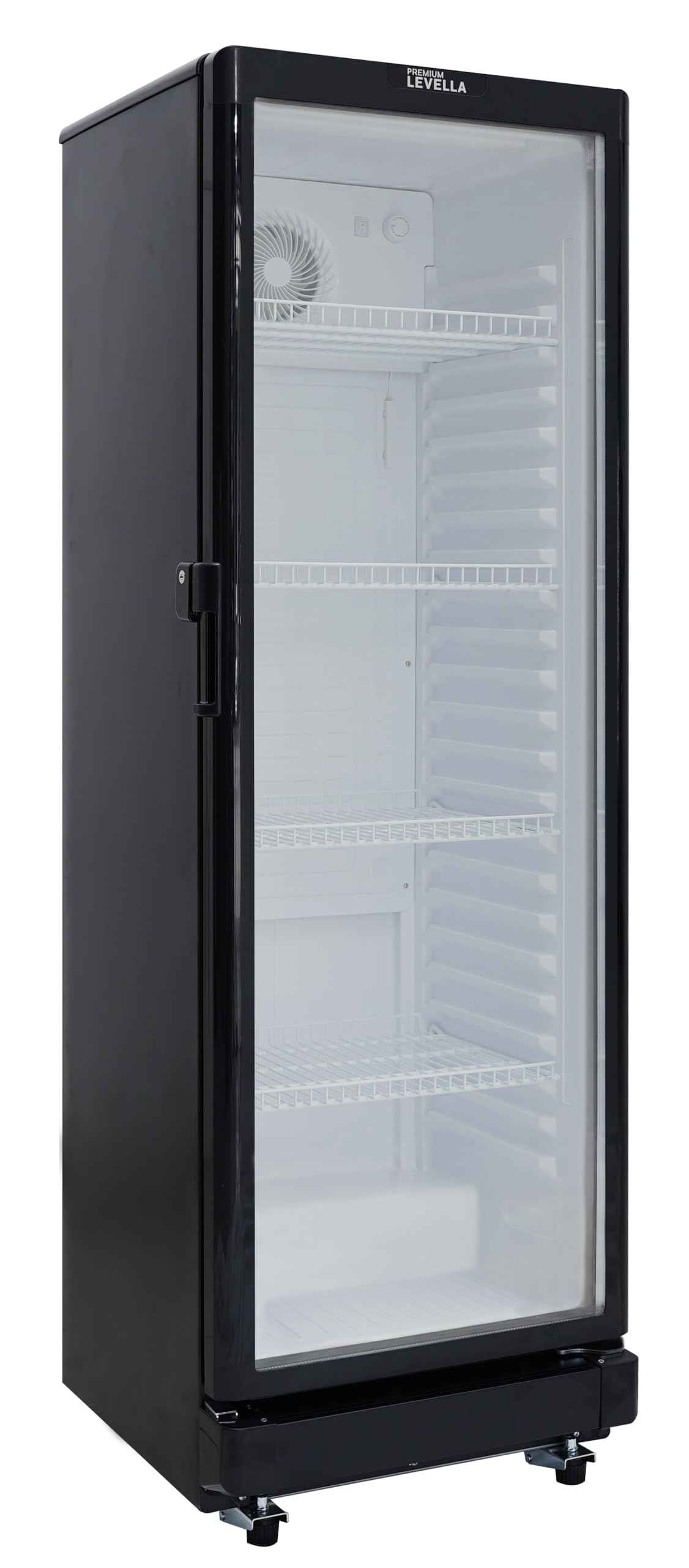 PremiumLevella PRF37DX Glass Door Display Refrigerator 3.1 cu ft Commercial Beverage Cooler Merchandiser - Black