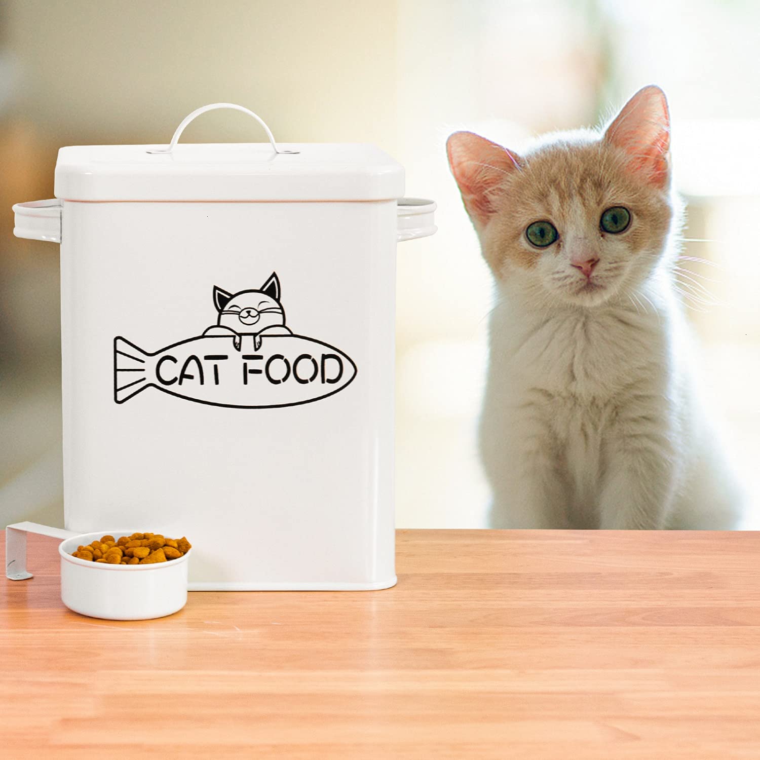Vumdua Dog and Cat Food Storage Container, Farmhouse Pet Food Containers with Lid and Dry Food Scoop, Durable Airtight Great Gift for Pet Owners