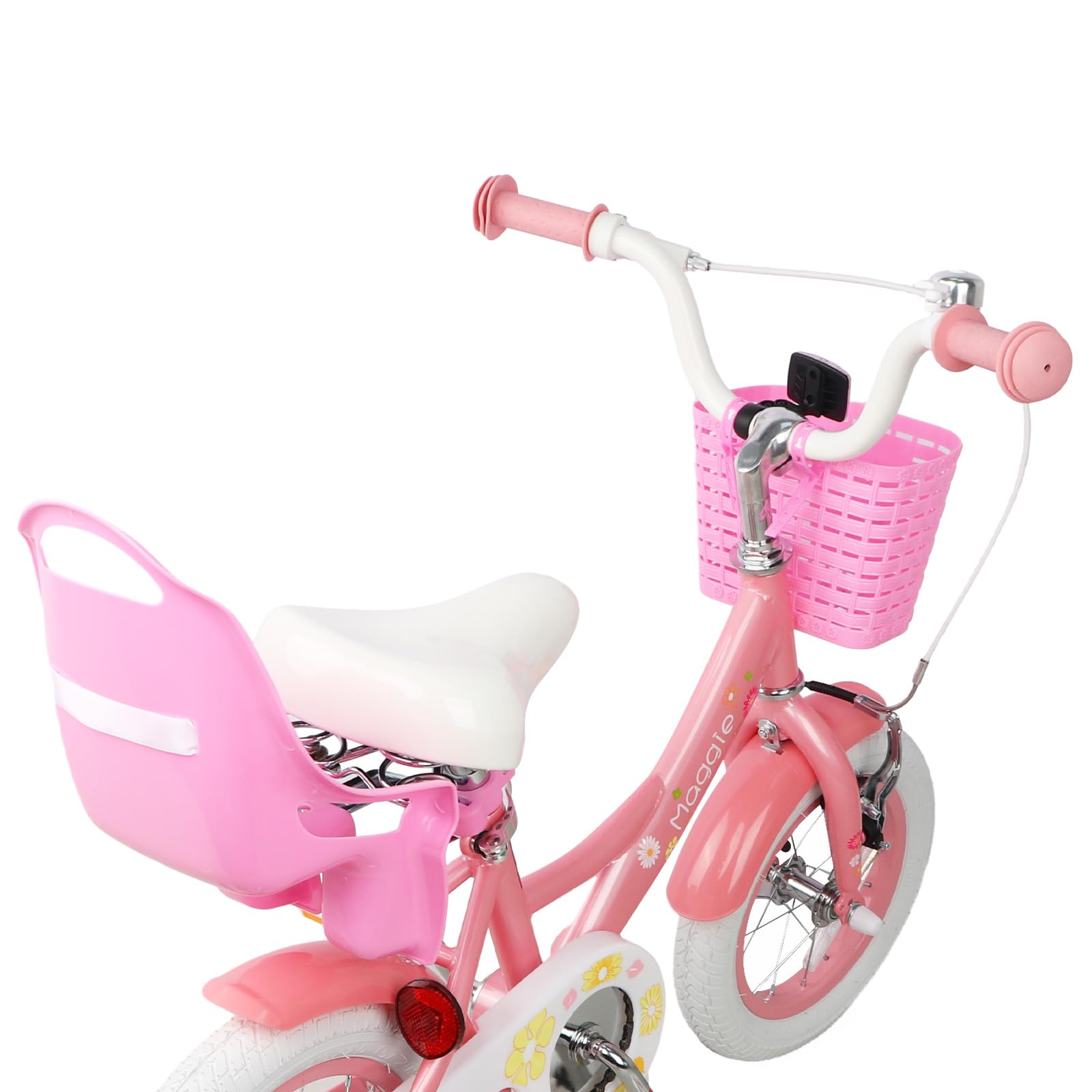 Glerc Maggie Girls Bike, 12-20 Inch Kids Bike for 2-13 Years Old Children, Princess Style Kids Bicycle with Doll-Seat & Basket & Training Wheels, Multiple Colors