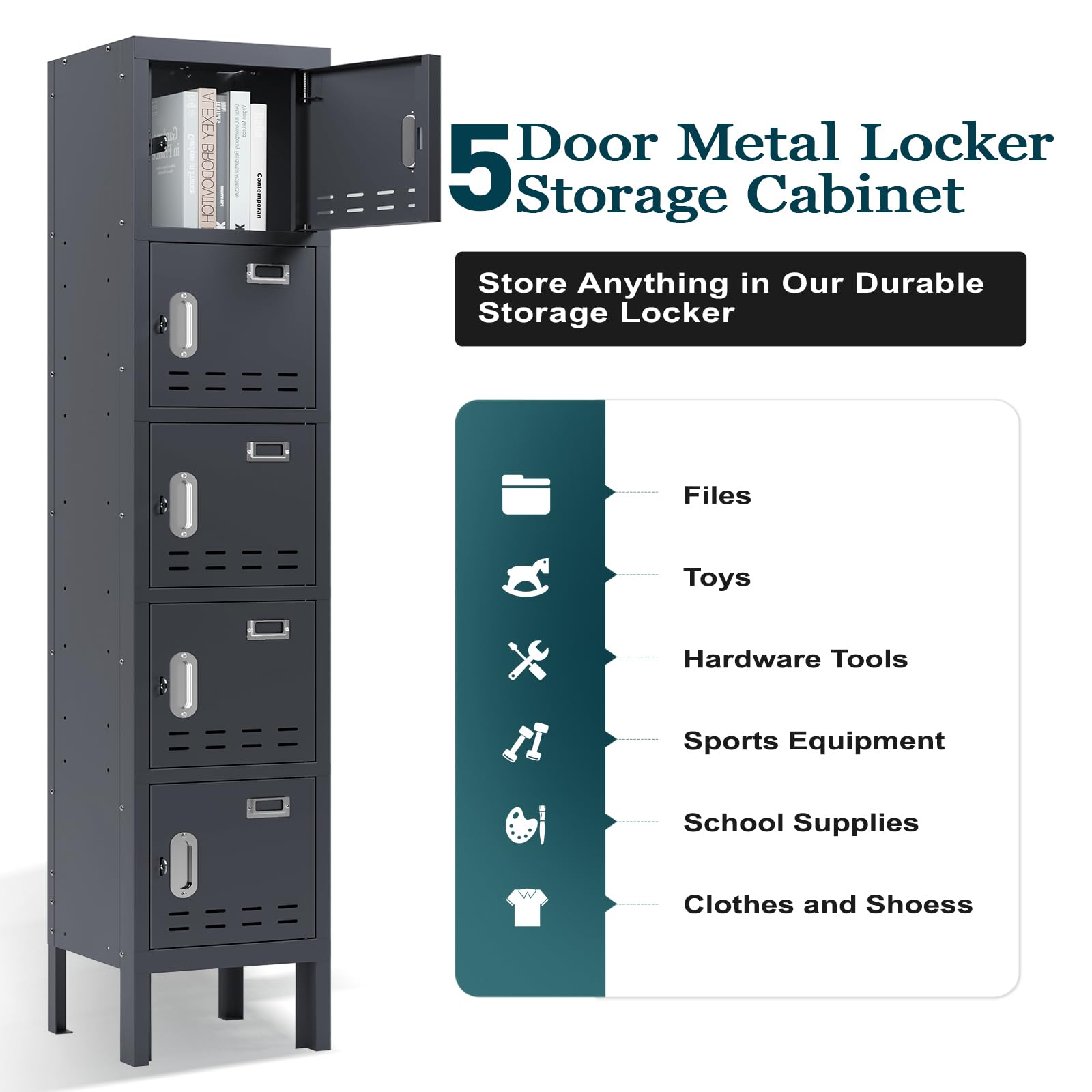 Lockers,Metal Locker, (Beige, 1 Door - (66.15" H x 11.8" W x 11.8" D))