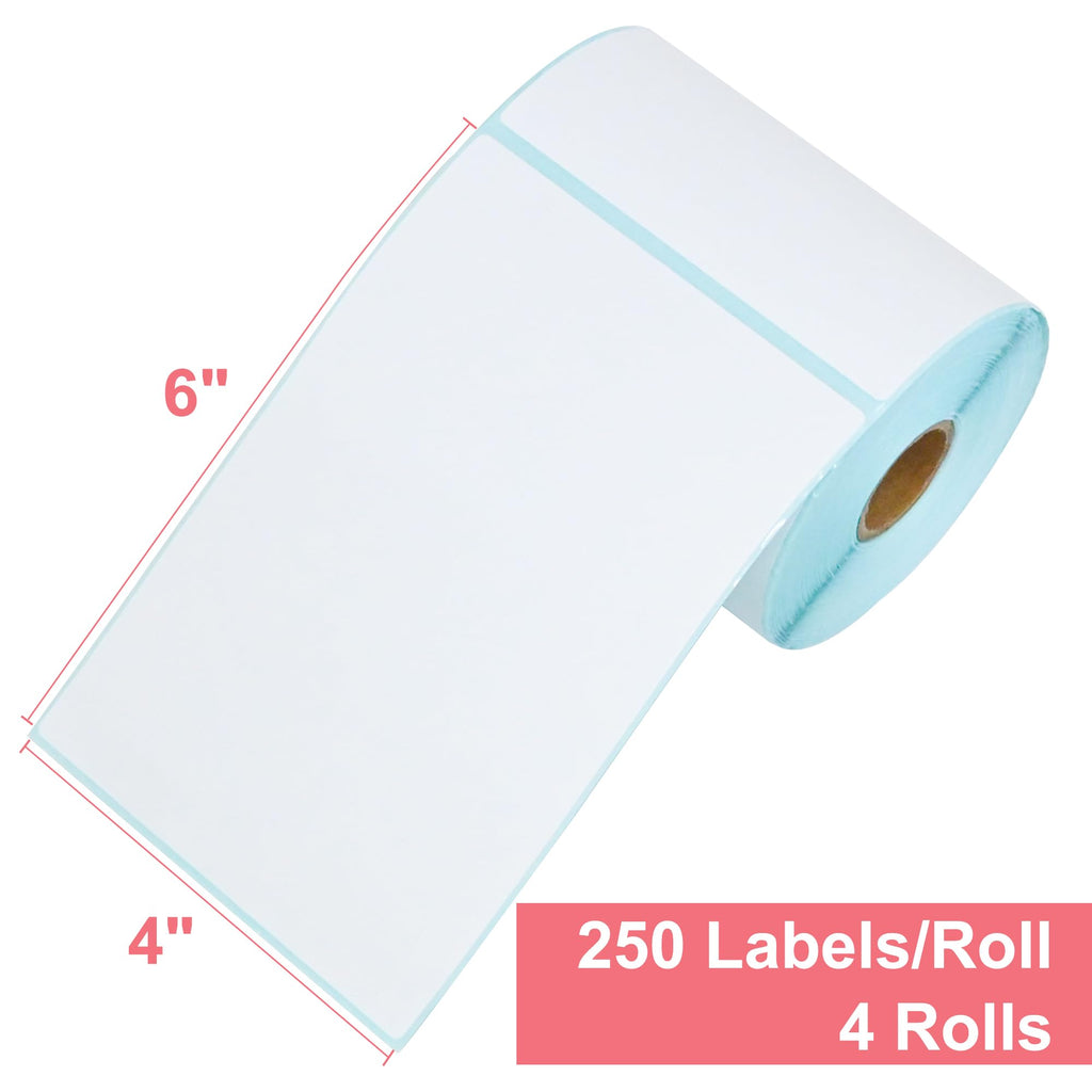 L LIKED 150 PCS 4"x6" Thermal Shipping Labels, White Perforated & Strong Adhesive Direct Thermal Labels (1 Roll), for Postage, Mailing & Shipping