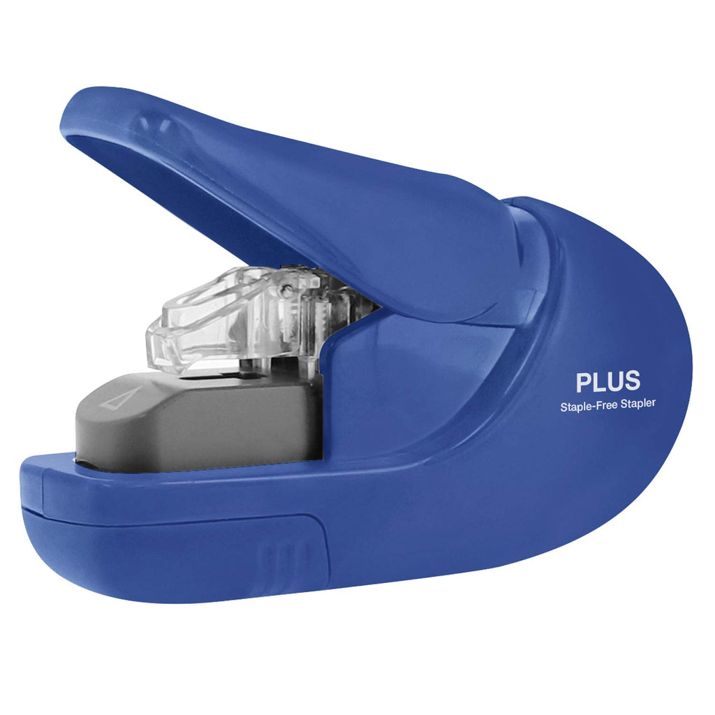 Plus Paper Clinch Compact Staple-Free Stapler, Blue Turquoise