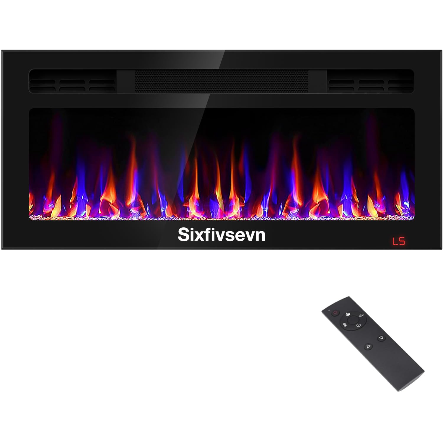 31 Inch Electric Fireplace Recessed and Wall Mounted, Fireplace Heater and Linear Fireplace, Ultra-Thin Electric Fireplace, Low Noise, with Timer, Remote Control, Adjustable 12 Flame Color, 750/1500W