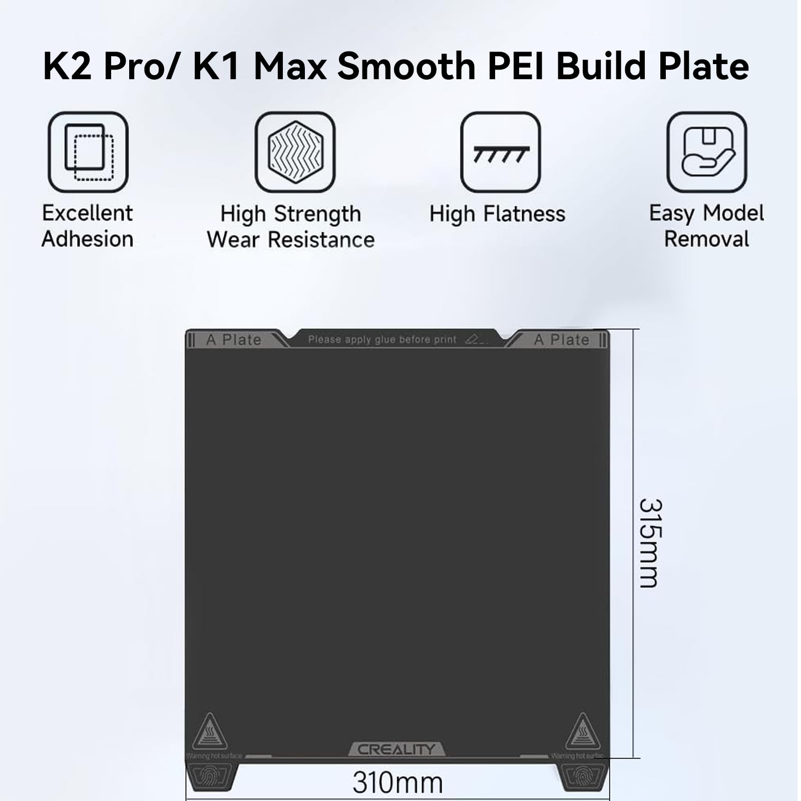 Creality Ender 3 V4 Build Plate, Original PEI Printing Plate Kit 225*250mm, Flexible Spring Steel Magnetic Platform Plate, Easy Print Removal, Heat Resistant For Creality Ender 3 V4 Combo 3D Printer