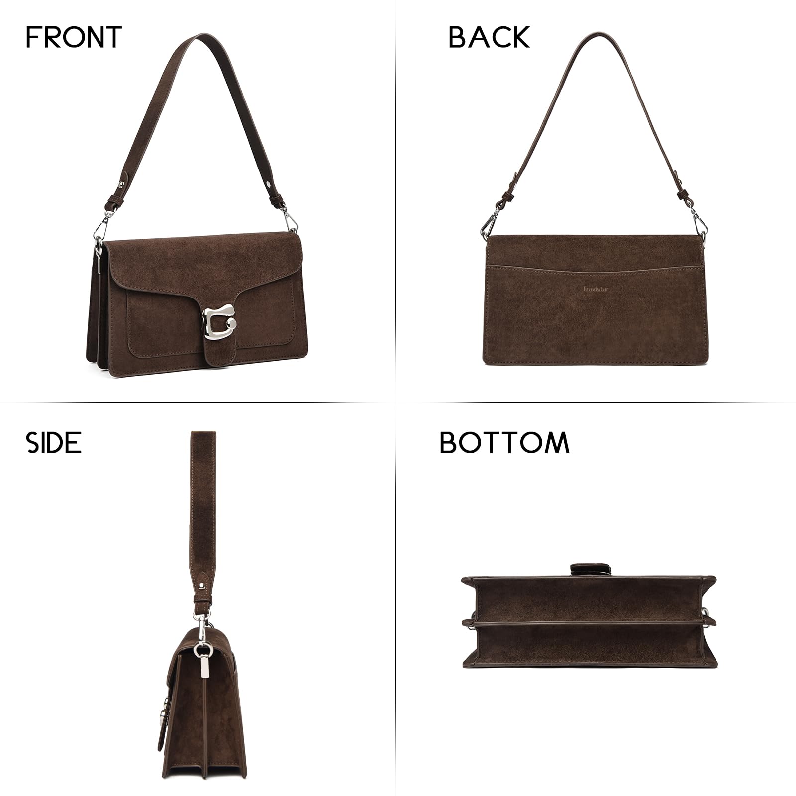Travistar Crossbody Bags for Women Trendy - Small Cross Body Purse Shoulder Bag Leather Handbags Evening Clutch with 2 Straps | 2 detachable straps