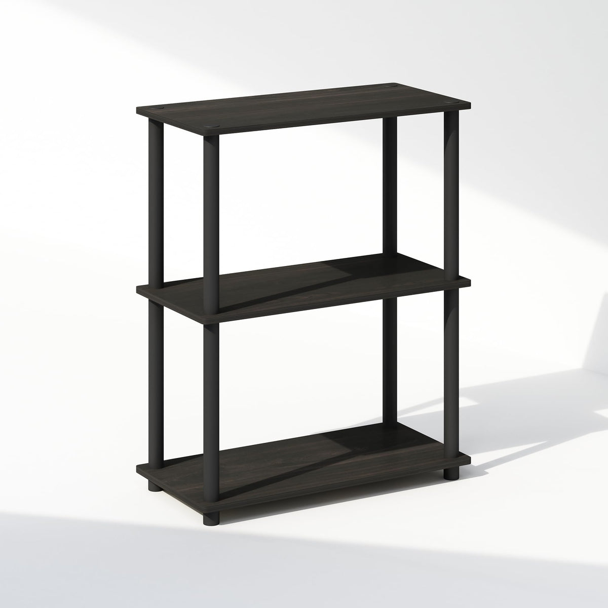 Furinno Turn-N-Tube Book Shelf, 4-Tier Bookshelf, Bookcase with Multipurpose Compact Display Rack, 11.6 x 23.6 x 43.2, for Living Room, Bedroom, Home Office, Americano/Black