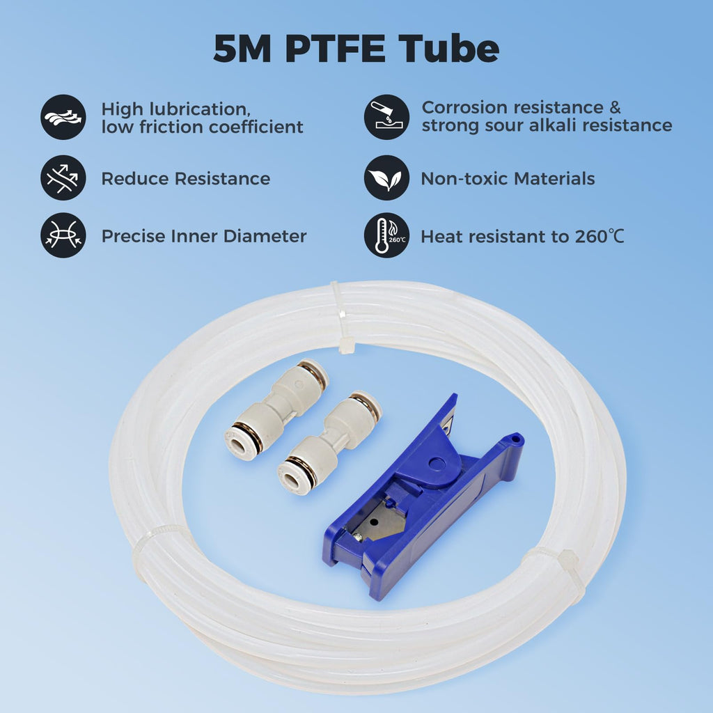 Capricorn Bowden PTFE Tubing 1M XS Series 1.75MM Filament with 2X PC4-M6 & 2X PC4-M10 Pneumatic Fittings & Tube Cutter for Creality Ender 3 V2/ Ender 3/ Ender 3 Pro/Ender 5/ CR-10/10S 3D Printer