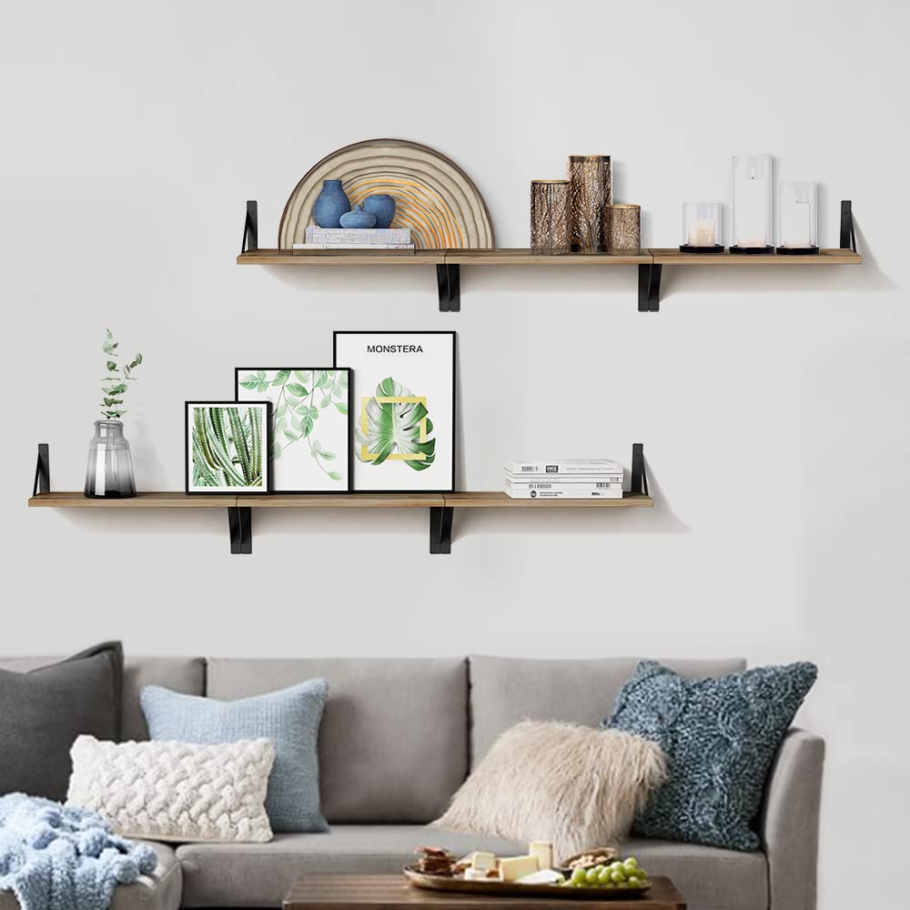 Forbena 12 Inch Deep Floating Shelves for Wall, Wide Black Wall Mounted Shelves for Bedroom Office Books Plants, Large Hanging Shelf for Living Room Bathroom Kitchen Closet Pantry Storage (3-Pack)
