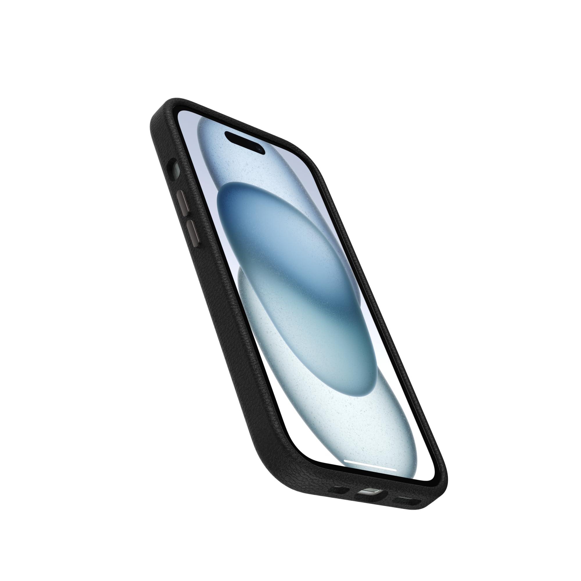 OtterBox iPhone 15 Symmetry Series Cactus Leather for MagSafe - Noir ASH (Black), Slim, Premium, Protective iPhone Case