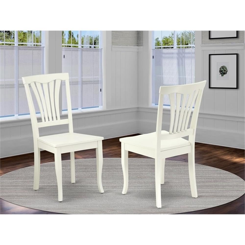 East West Furniture AVC-BLK-W Avon Dining Room Chairs - Slat Back Solid Wood Seat Chairs, Set of 2, Black & Cherry