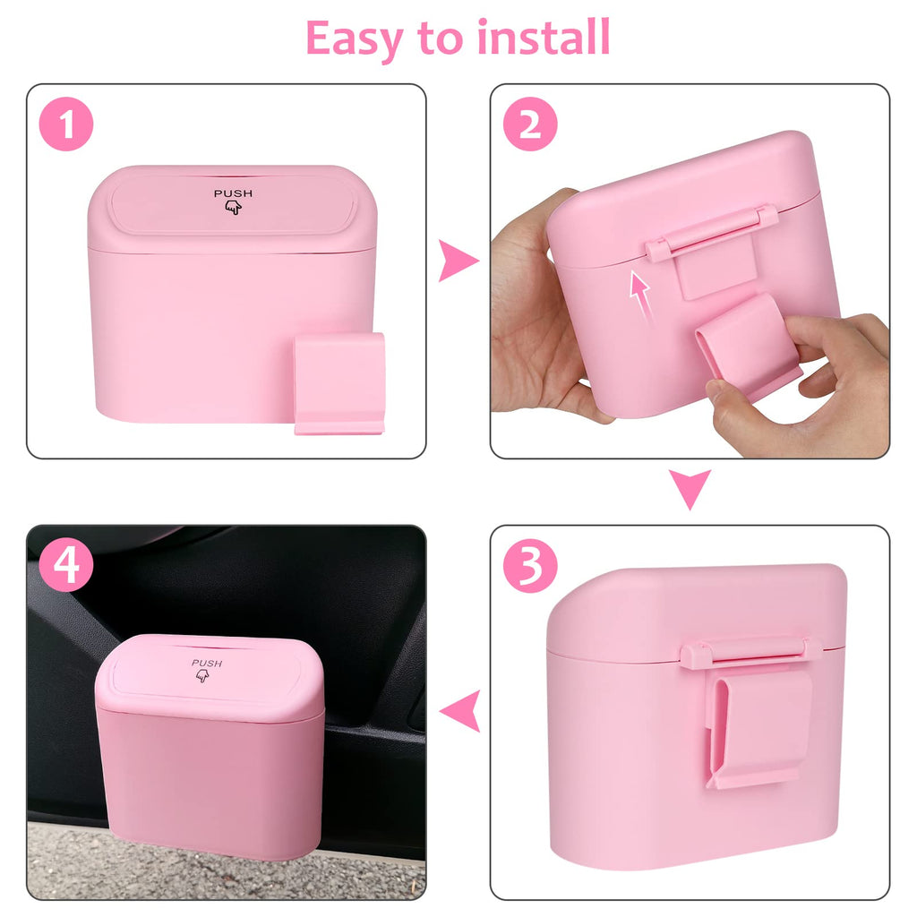 Accmor Car Trash Can with Lid, Mini Auto Dustbin Garbage Organizer with 30 Pcs Plastic Trash Bag, Automotive Garbage Container Bin for Vehicle, Home, Office