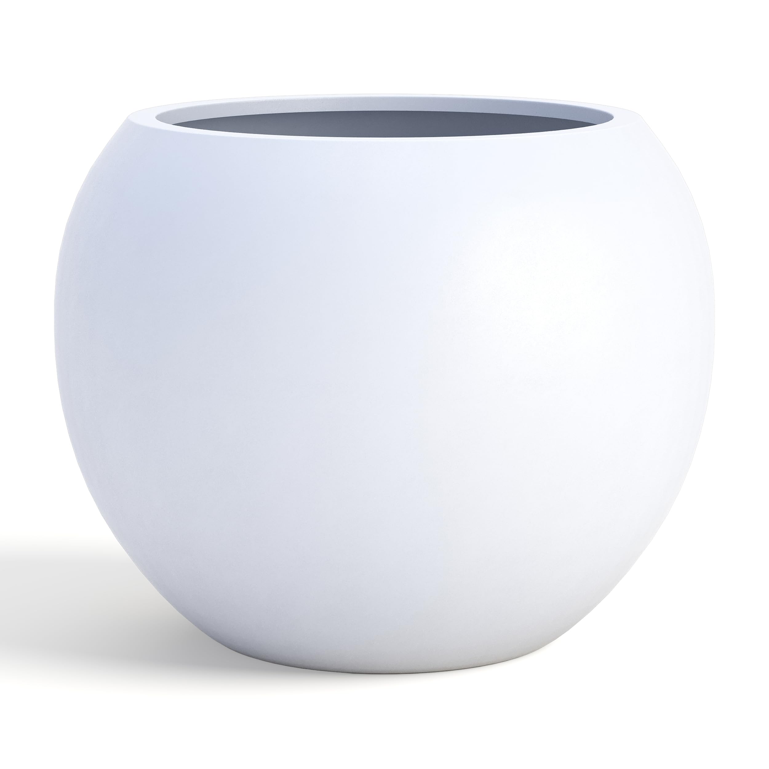DTY Fiberstone Globe Planter Indoor Outdoor — Lightweight Sphere Ball Pot for Olive Tree, Monstera & Palm | Fiberglass Stone | UV Resistant, Drainage Hole | 2 Coco Mats | Black | 12.6" D × 10" H