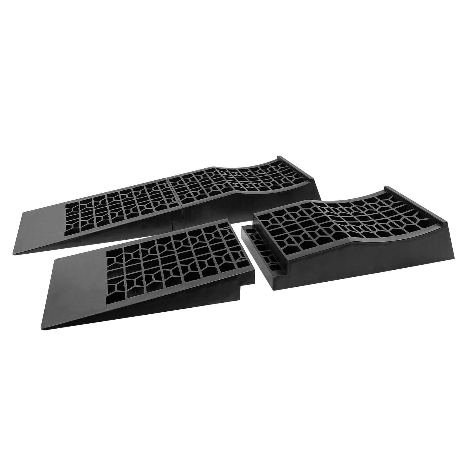 HOXWELL Detachable Low Profile Car Ramps for High Lift and Jack Support, Heavy Duty Car Ramps for Low Cars, Removable Vehicle Ramps for Garage, 15.35''-27.83'' L, 2PCS