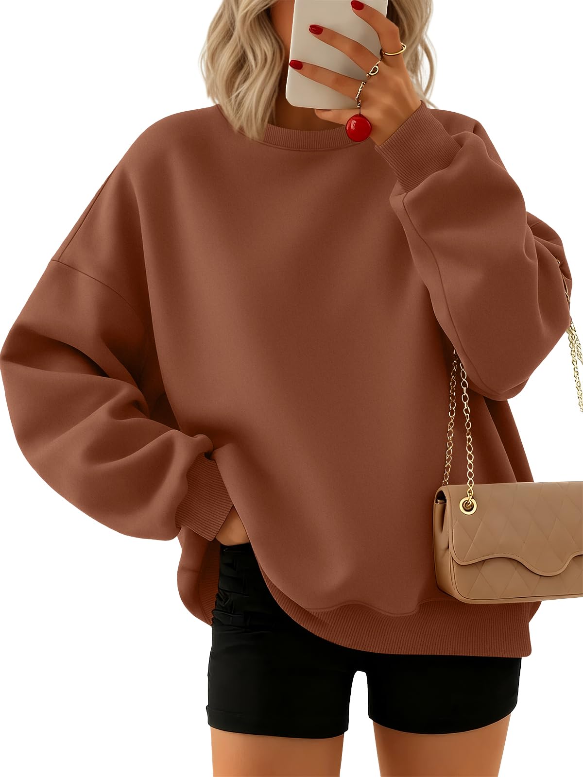 Trendy Queen Sweatshirts for Women Hoodies Oversized Crewneck Tops Sweaters Comfy Fall Winter Outfits Clothes 2026 Fashion