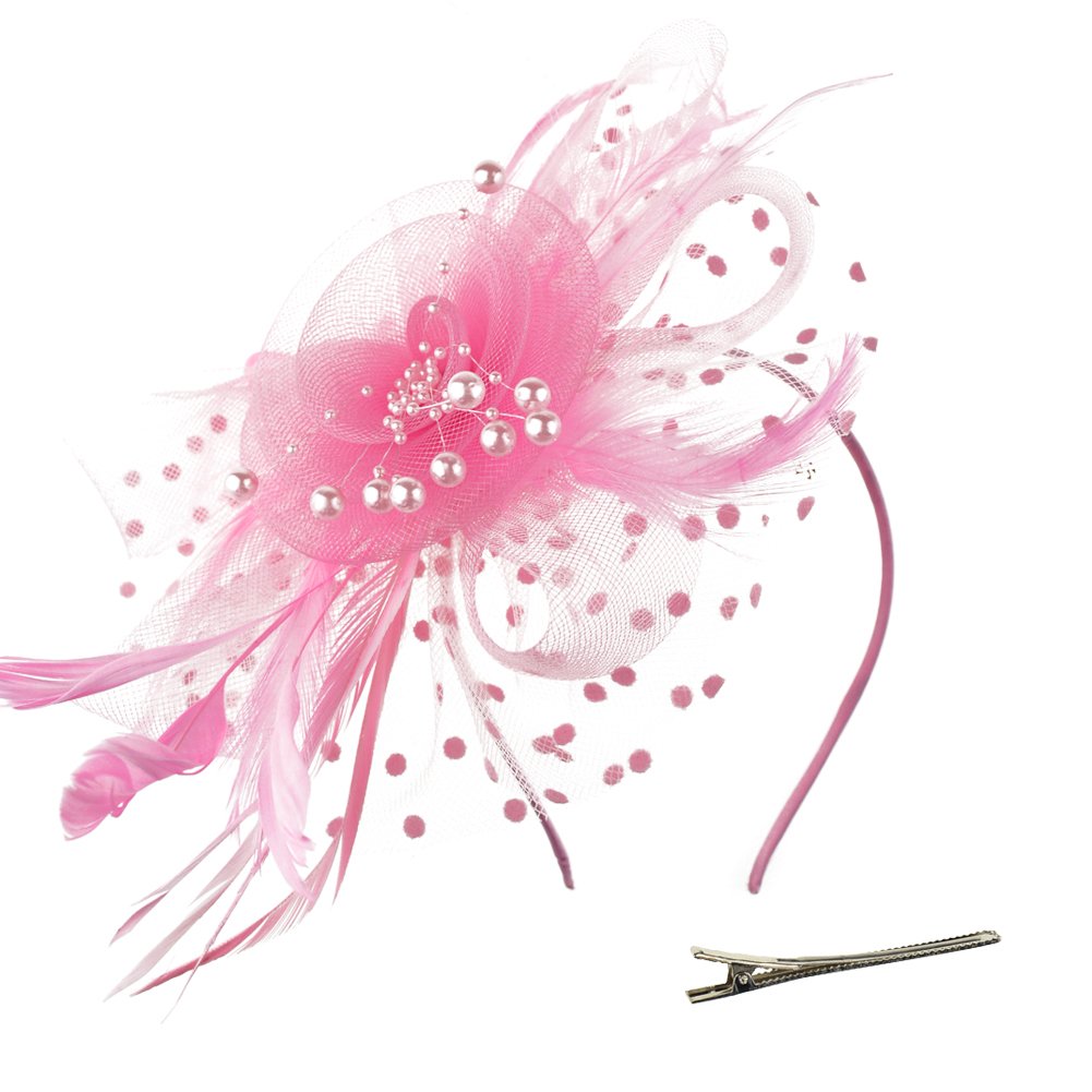 AQOKKA Women Fascinators Hats Flower Fascinators with Headband and Clip Tea Party Headwear for Women and Girls