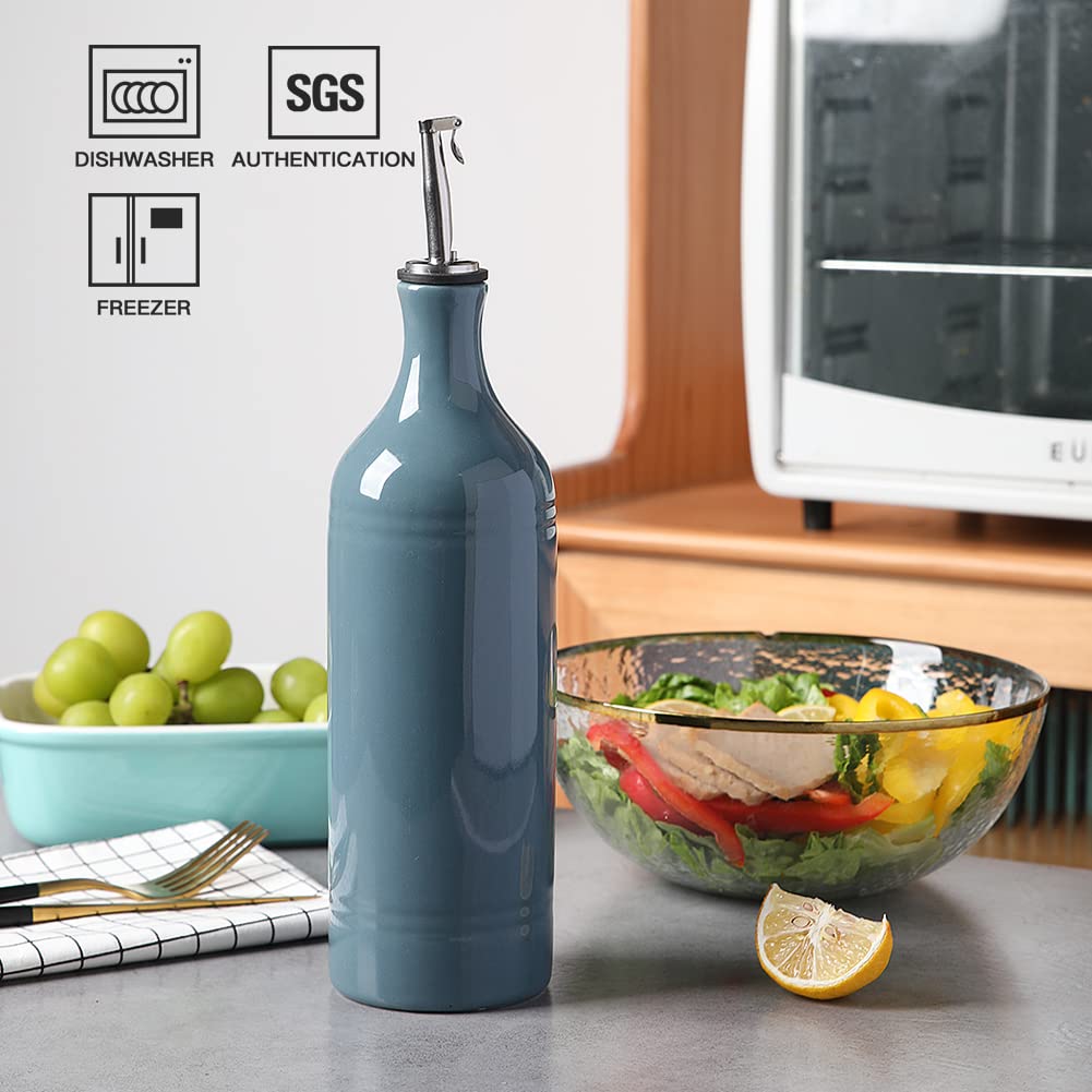 Sweejar Ceramic Olive Oil Dispenser Bottle, Opaque Oil Cruet Protects to Reduce Oxidation, Suitable for Storage Vinegar, Coffee Syrups & Other Liquids, Pack of 1, 15.5 Fl Oz(Beige)