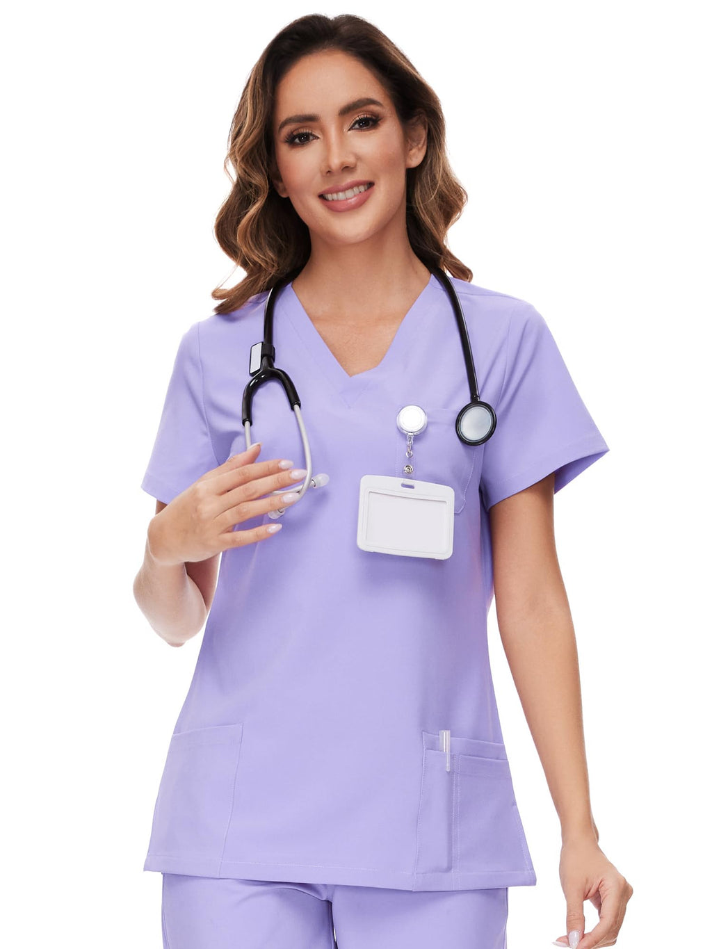 COZYFIT Scrub Tops for Woman - Soft Stretch, V-Neck Top Scrubs with 3 Pockets, Easy Care for Women