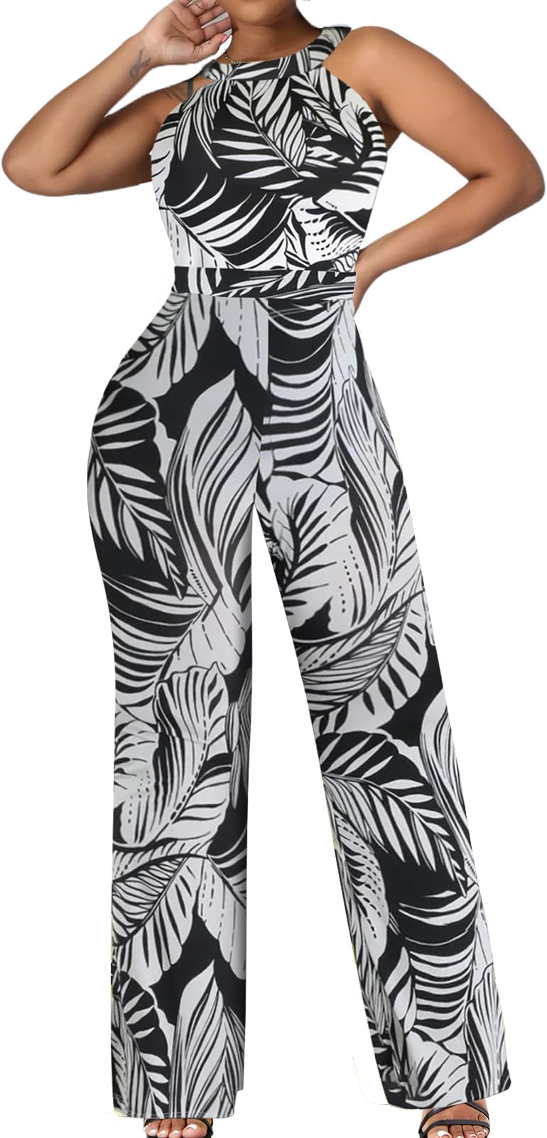Jumpsuit for Women Sexy Elegant Long Straight Pants Cocktail Printing Jumpsuits Party Club with Zipper