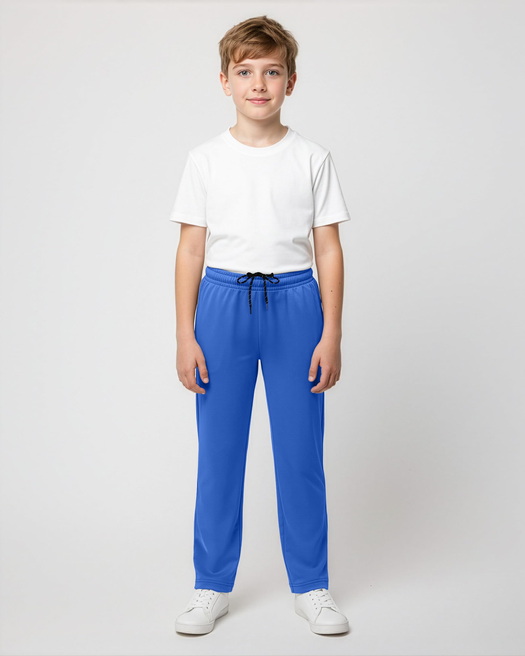 Real Essentials 3 Pack: Boys' Mesh Open Bottom Active Sweatpants with Pockets & Drawstring