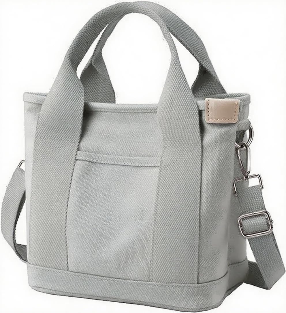 Small Tote Bag with Zipper, 2024 Canvas Multi-Pocket Crossbody Bag Shoulder Bag Satchel Hobo Bag Messenger Bag