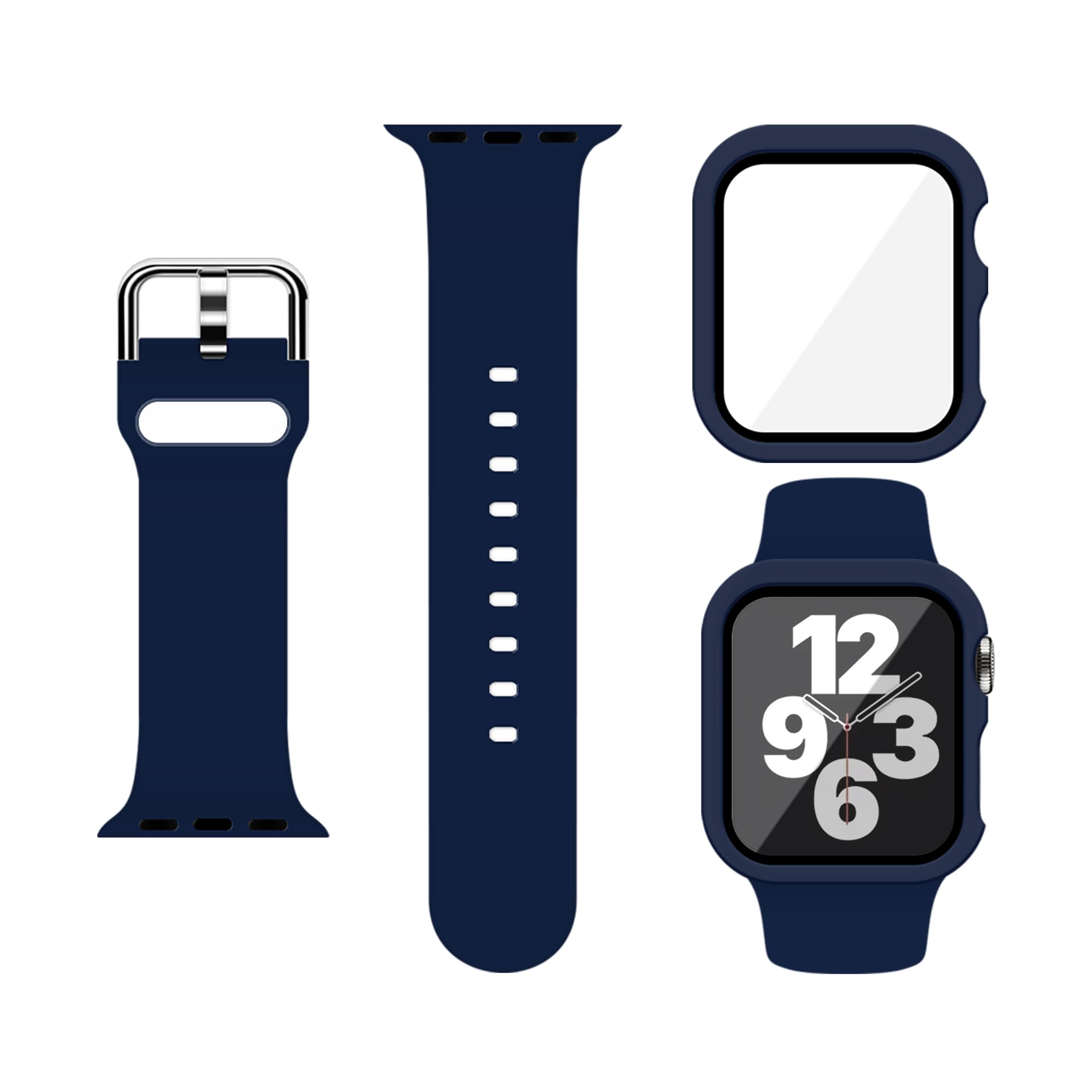 Silicone Sport Band and PC Case with Screen Protector for Apple Watch