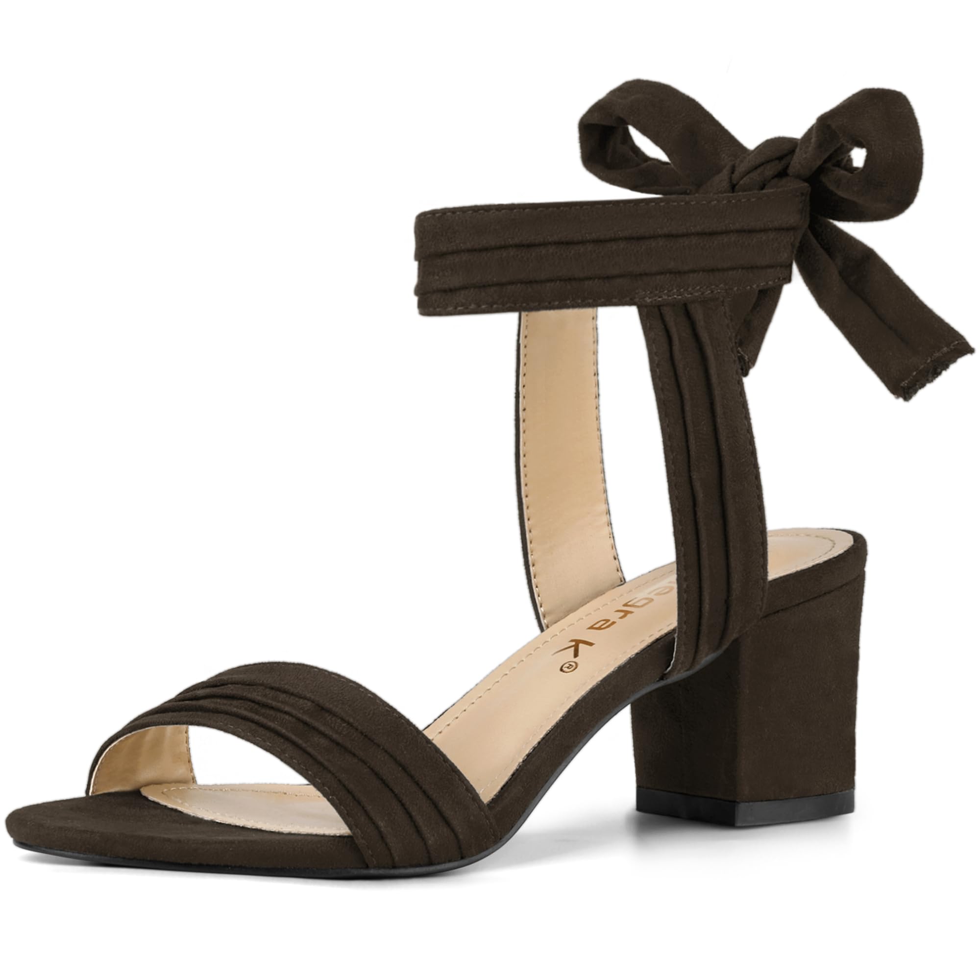 Allegra K Women's Open Toe Ankle Tie Back Block Heels Sandals