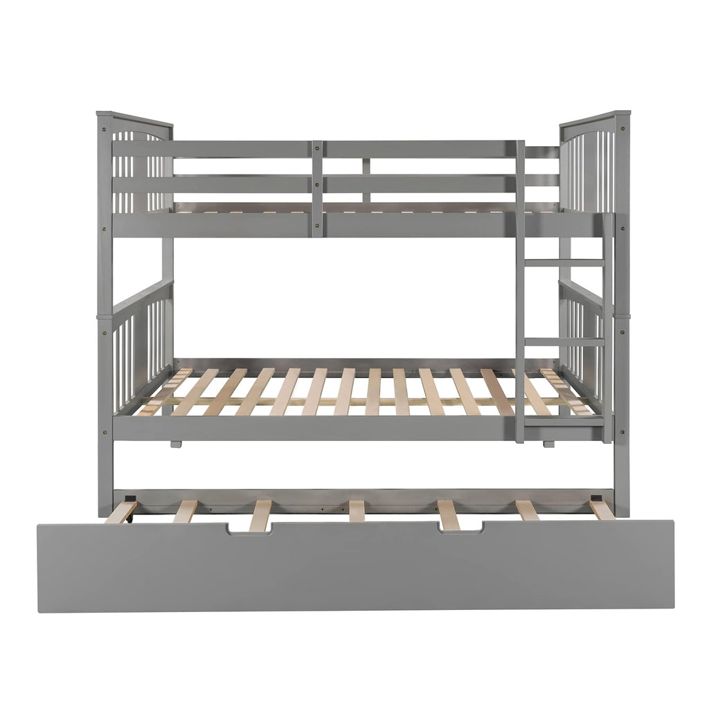 Merax Full Over Full Bunk Bed Convertible to Two Separate Beds, Solid Pine Wood Frame with Safety Guardrail & Headboard, Sturdy Durable Design, for Teens, Espresso