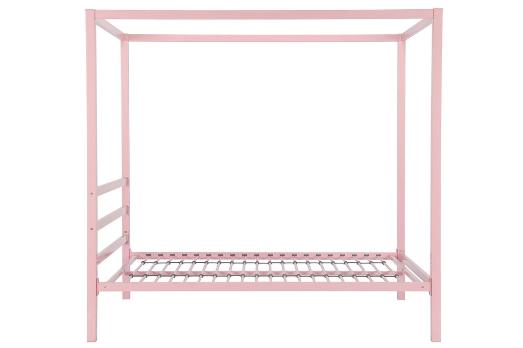 DHP King Metal Canopy Bed, Modern Design with Built-In Headboard, Sturdy Frame, No Box Spring Needed, Gunmetal Gray