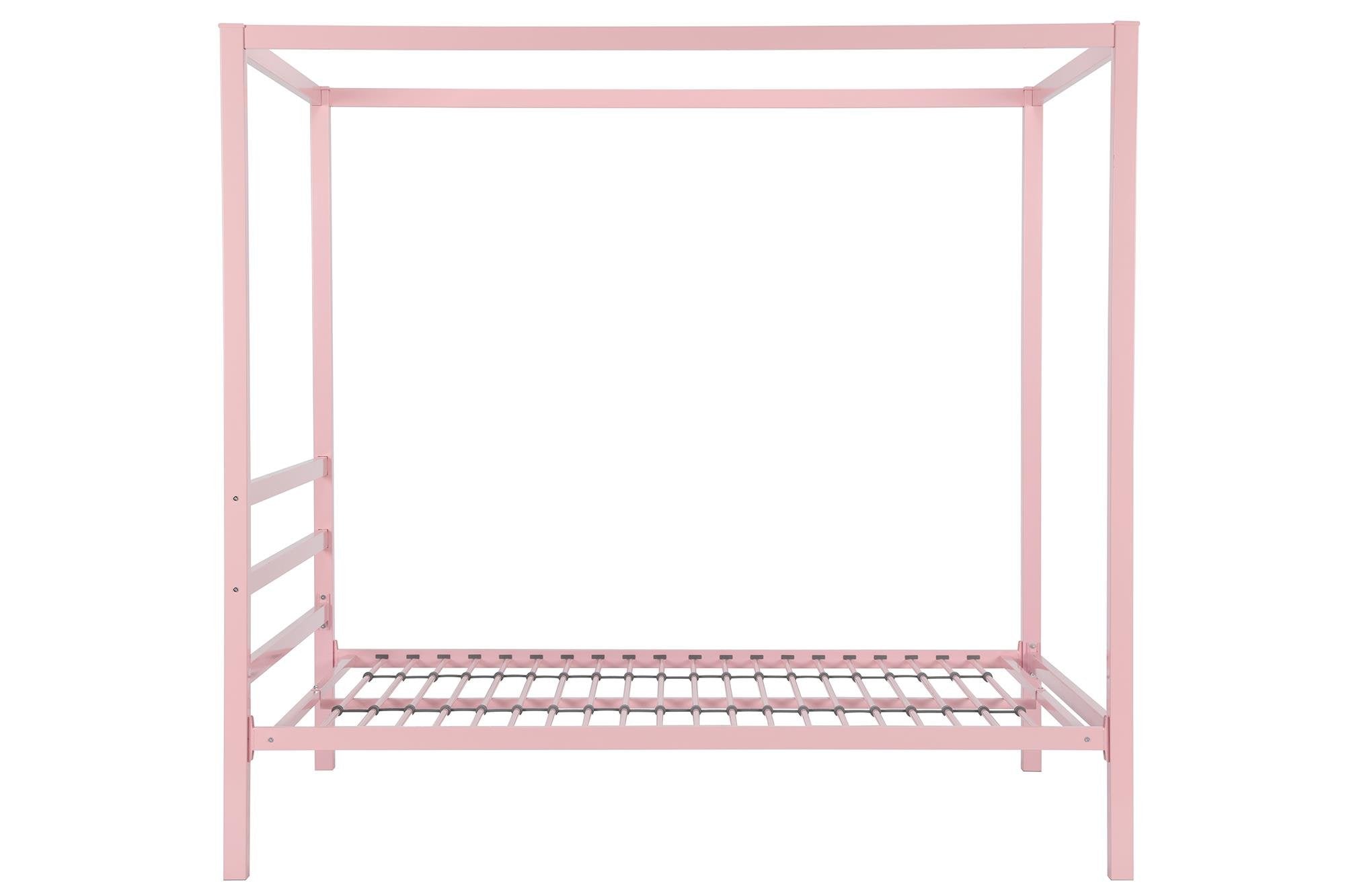 DHP King Metal Canopy Bed, Modern Design with Built-In Headboard, Sturdy Frame, No Box Spring Needed, Gunmetal Gray