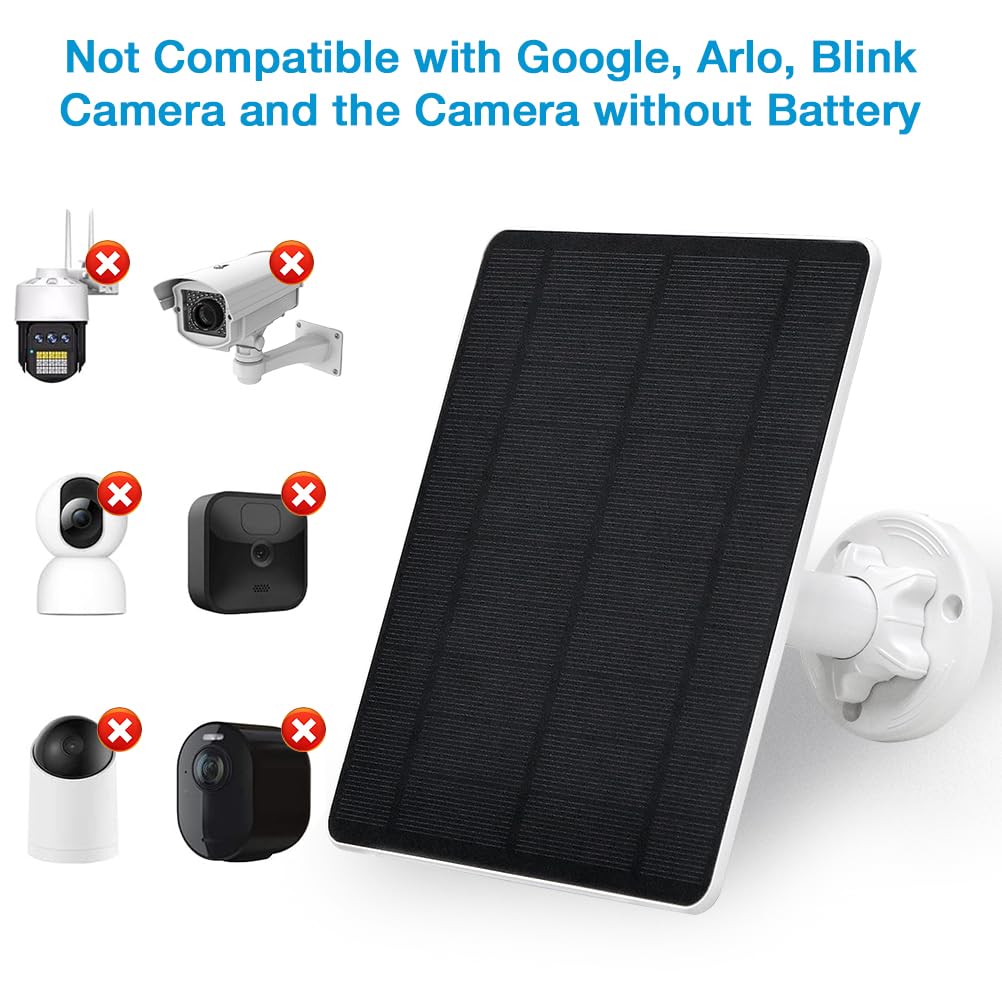 Solar Panel for Security Camera,5W USB Solar Panel for Cameras DC 5V,Camera Solar Panel Charger Micro USB & USB-C & DC,IP65 Waterproof USB Solar Panel Charger for Camera with 360°Adjustable Mounting