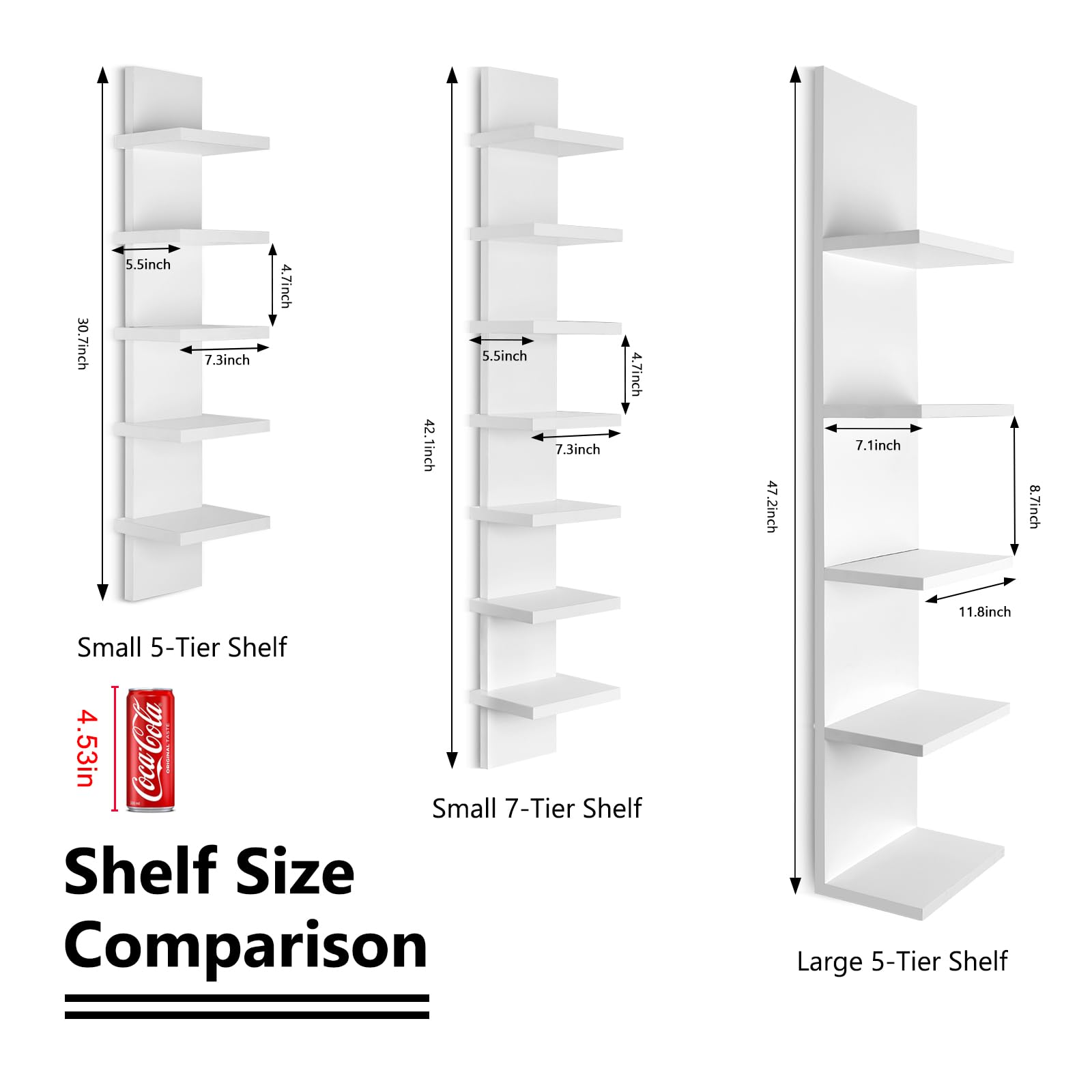 Homaterial Wall Shelves 4 Tier, Simple Vertical Corner Shelf for Room, Kitchen Wall Decor, Makeup Perfume Organizer,Decorative Shelving Unit, Black