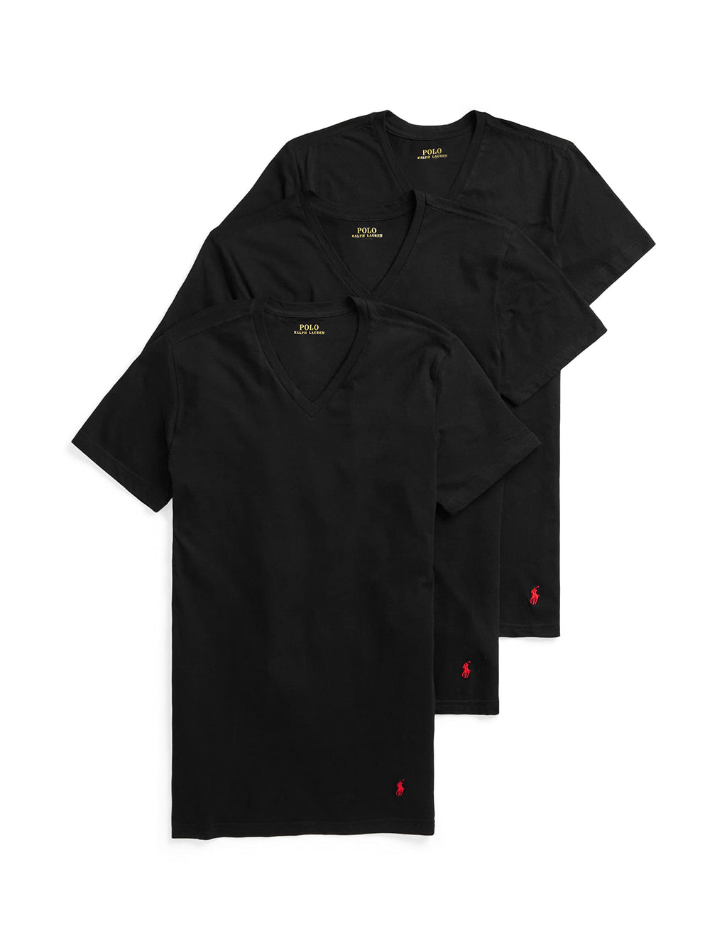 Polo Ralph Lauren Men's T-Shirt Pack, 3-Pack, Cotton Men's Clothing V-Neck Undershirt, Slim Fit Tees, Moisture-Wicking