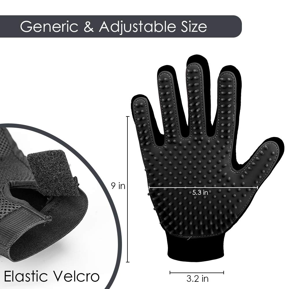 Upgrade Efficient Pet Hair Remover Gloves - Gentle Shedding Brushes for Dogs, Cats & Horses with Long and Short Hair - 1 Pair (Blue)