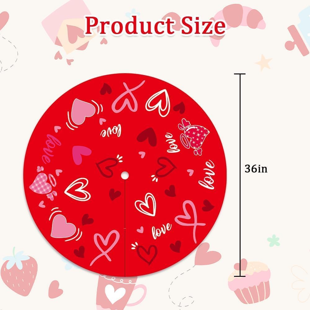 YEAHOME Valentines Day Decorations for Tree Skirt, 36" Love Heart Pattern Tree Skirts for Valentines Day Decor, Double-Sided St Patricks Day Clover Tree Skirt for Holiday Party Decorations
