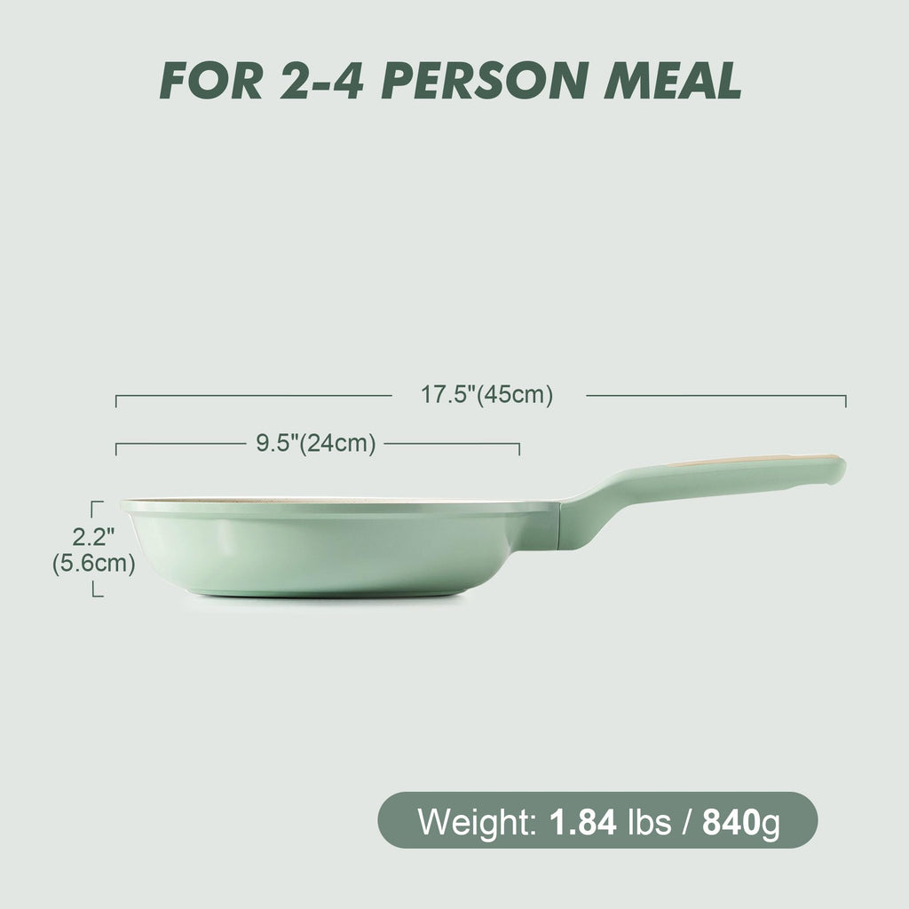 SENSARTE Nonstick Ceramic Frying Pan 8-Inch, Healthy Non Toxic Skillet, Induction Compatible Omelet Pan with Heat Resistant Handle, PFAS-Free, Cream White