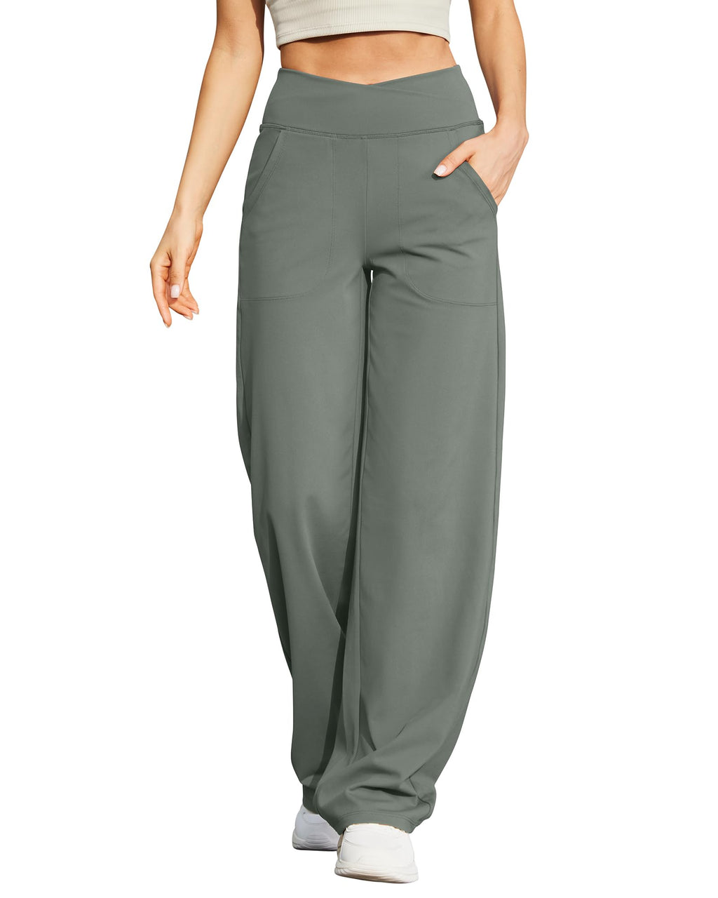 G4Free Wide Leg Pants for Women Loose Yoga Pants with Pockets Petite/Regular/Tall Stretch Casual Lounge Pants