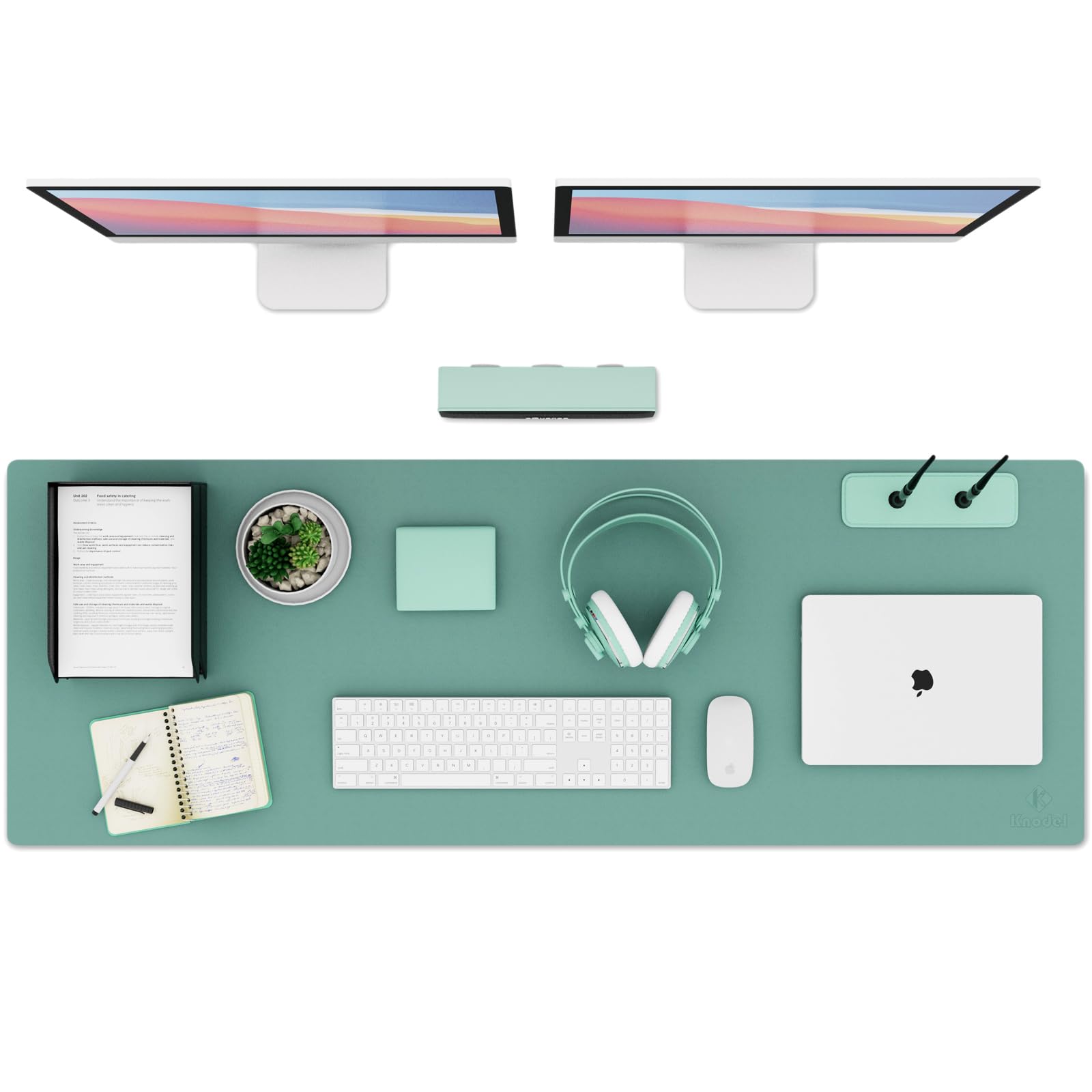 K KNODEL Small Office Leather Desk Mat, Mouse and Keyboard Pad, Computer and Laptop Mat, Desktop Protector and Cover, Writing Pad and Blotter (23.6"x13.8", Black)