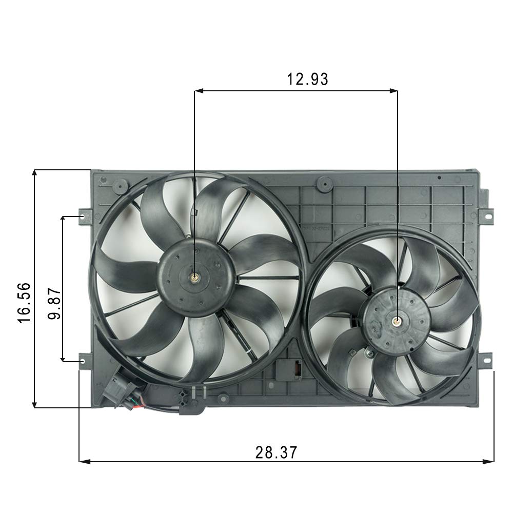 VW102 Replacement Dual Radiator & Condenser Cooling Fan Assembly for Volkswagen Jetta 2.0L VW Tiguan for Audi A3 TT