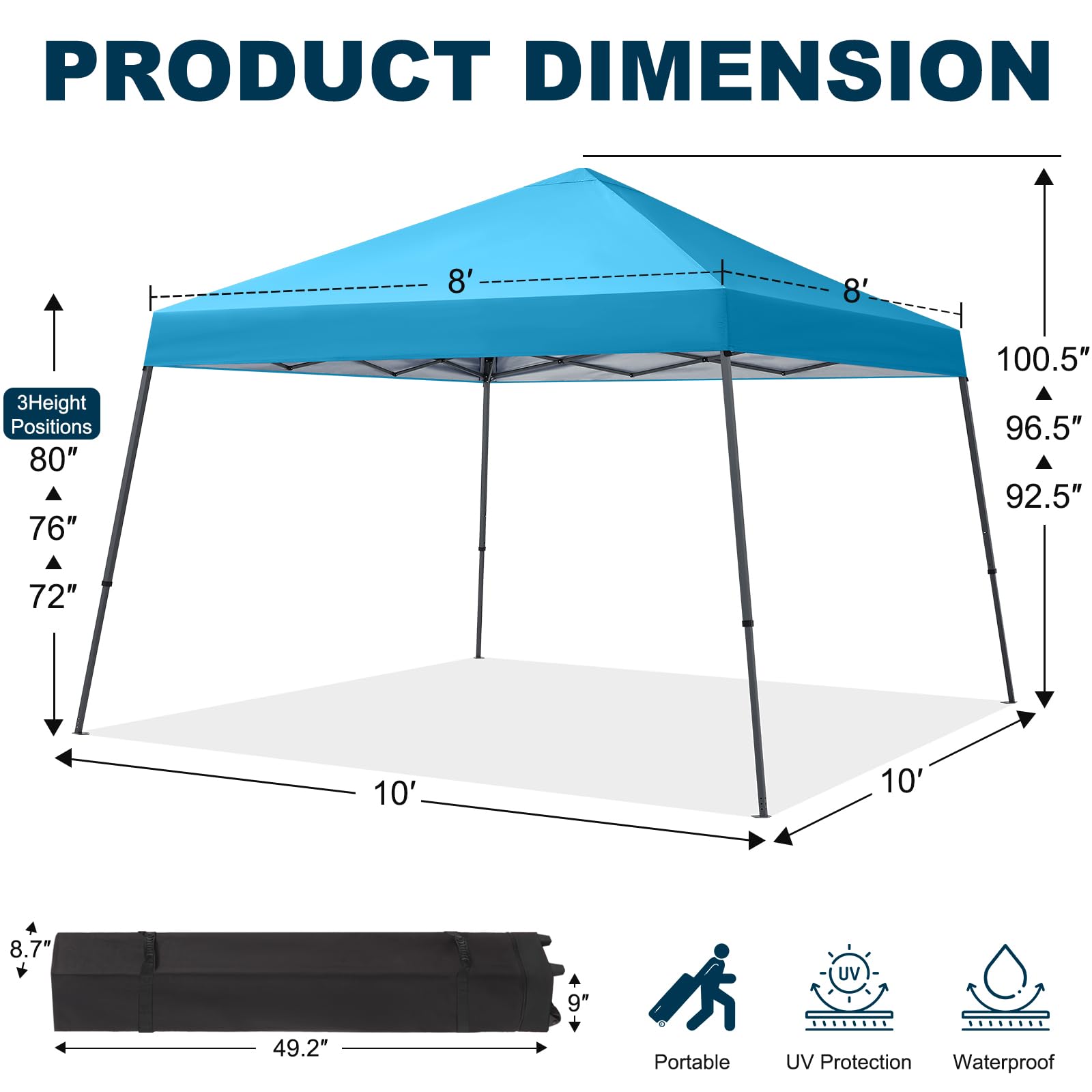 MASTERCANOPY Portable Pop Up Canopy Tent with Large Base (10x10,Dark Gray)