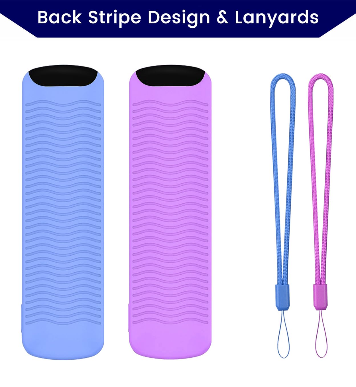 2-Pack Glowing Remote Cover, Silicone Protective Case with Lanyard, Glow Blue and Glow Purple, Compatible with Smart TV Remote Controller
