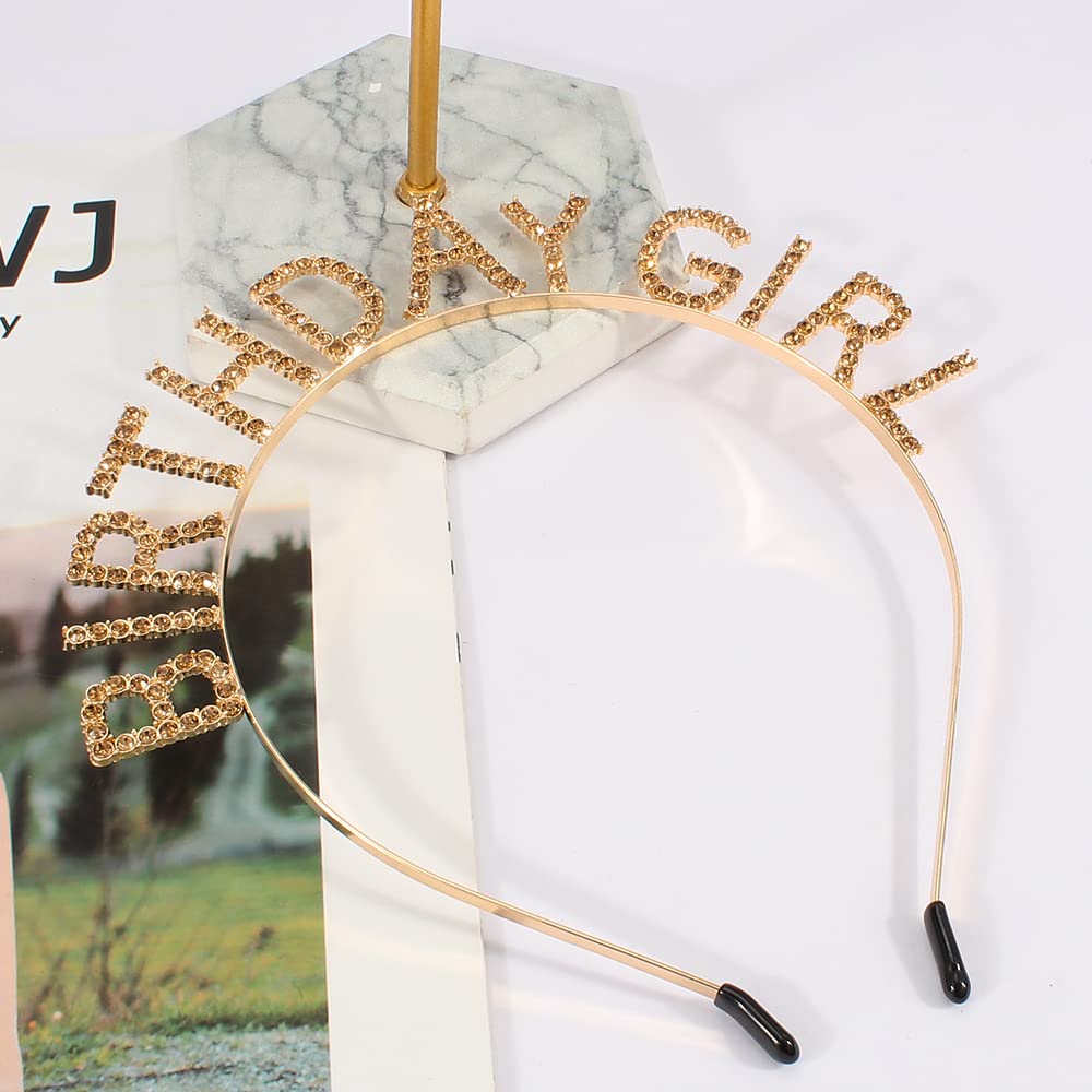 AOPRIE Birthday Girl Headband - Baroque Tiara for Women & Girls, Princess Crown Rhinestone Accessory