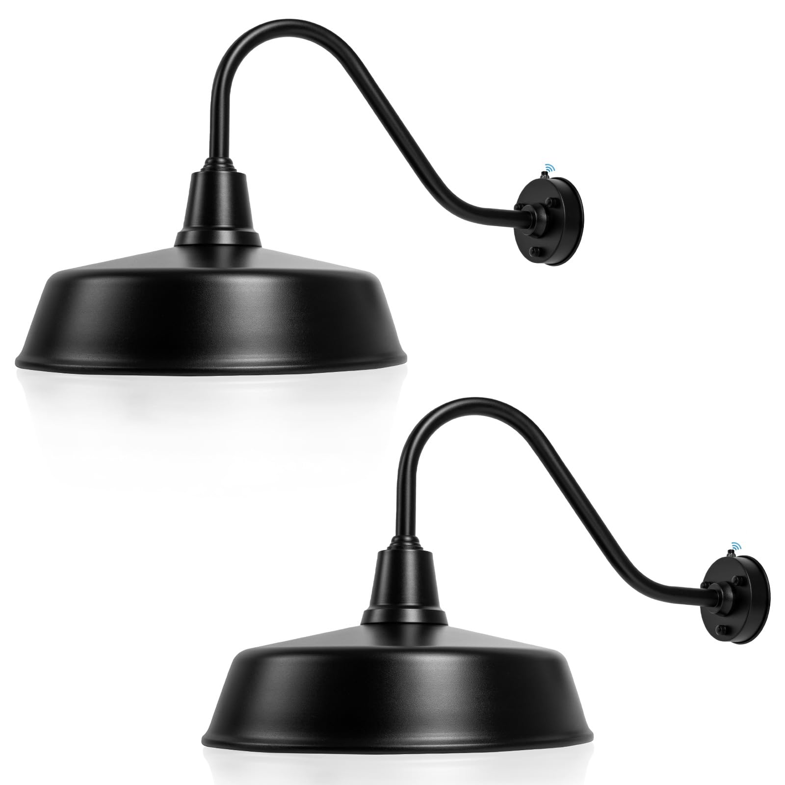 Barn Lights Outdoor Gooseneck Lighting, Dusk to Dawn Black Exterior Barn Lights for House, Farmhouse Wall Lighting Fixtures with Sensor for Porch Garage (1, 11" Diameter)