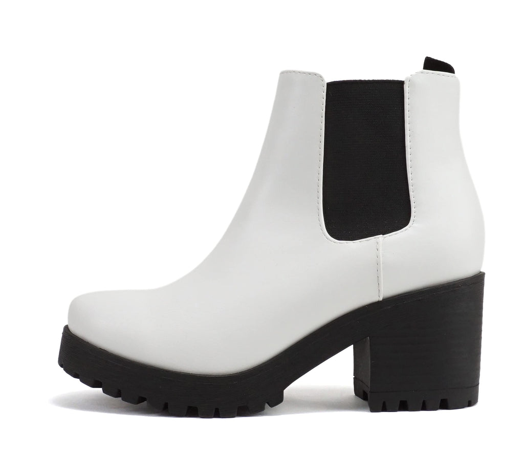 Soda Top Shoes Jaber Ankle Boot W Lug Sole Elastic Gore and Chunky Heel