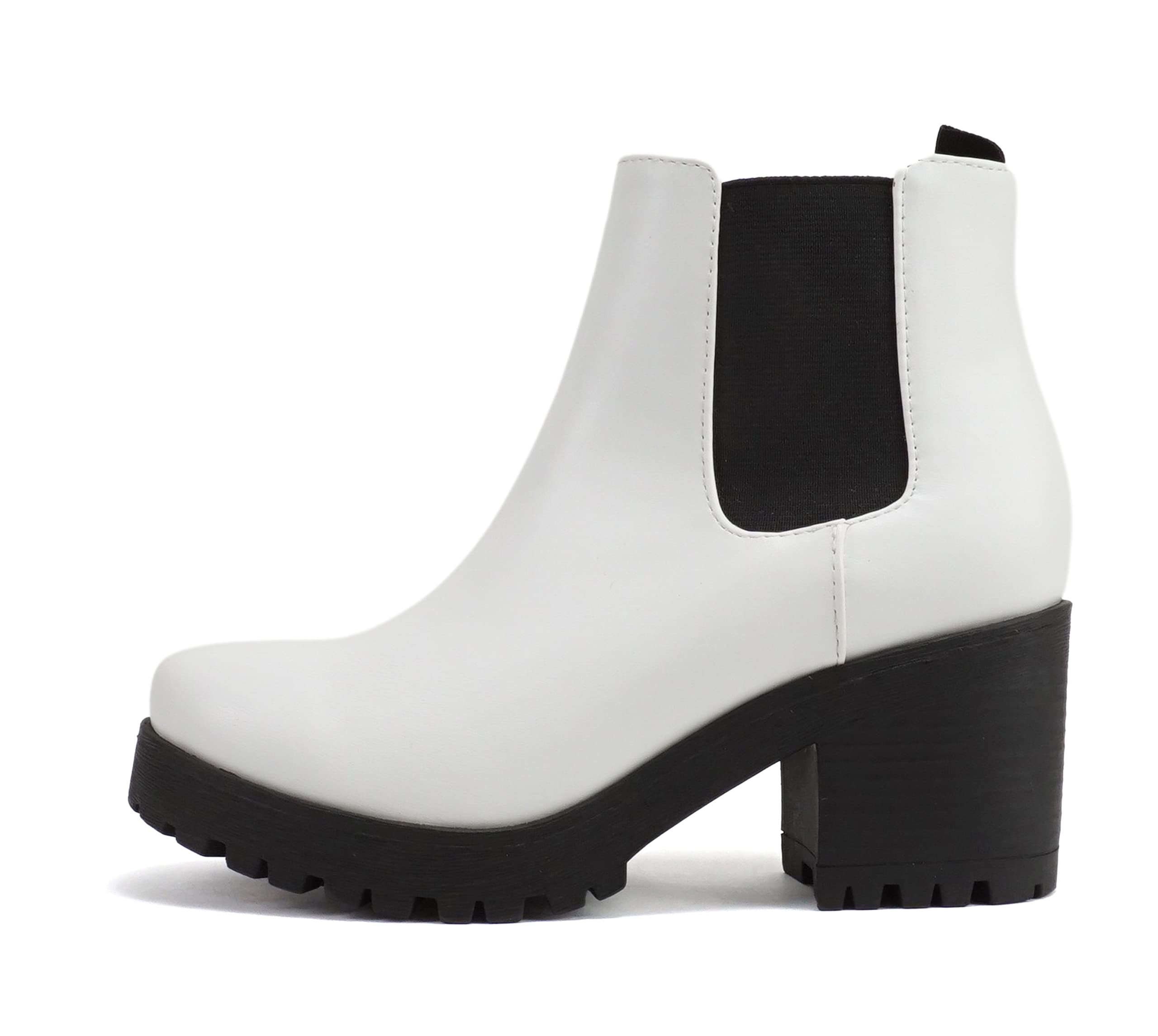 Soda Top Shoes Jaber Ankle Boot W Lug Sole Elastic Gore and Chunky Heel